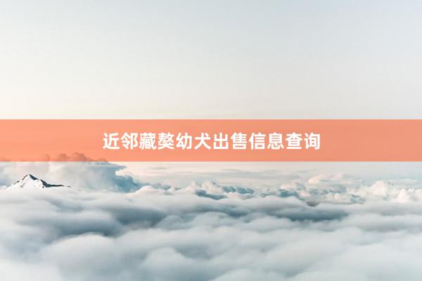 近邻藏獒幼犬出售信息查询